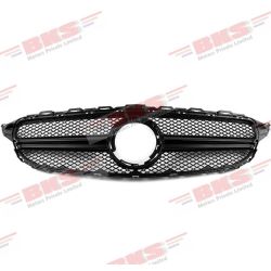 Front Bumper Grill Compatible With Mercedes Benz C Class W205 2014-2019 Front Bumper Grill W205 Grill Amg Black