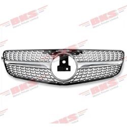 Front Bumper Grill Compatible With Mercedes Benz C Class W204 2007-2014 Front Bumper Grill W204 Grill Diamond Silver